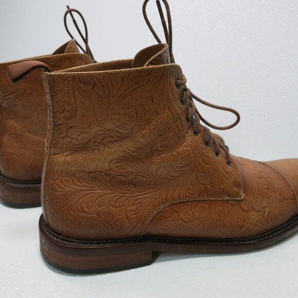 Taft Oil Tanned Hand Tooled Leather Chukka Boots Zapatos Kutsu Men's sz 45 12 - Picture 4 of 7